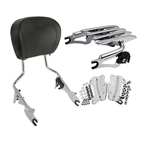 TCMT Detachable Passenger Backrest Sissy Bar With Stealth Luggage Rack 4 Point Docking Hardware Kits Fits For Harley Touring Road Glide Street Glide Electra Glide Road King 2009-2013 - color: Style B Chrome, size: Fit For 2009-2013 Touring