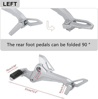 Mokuo Motorcycle Footrest Assembly,1 Pair Footpegs Kit in Alloy Aluminum Material Fit for Honda Grom Msx 2017-2020,Silver Color - color: 1 Pair - Silver