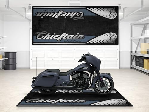 Parking Mat for Chieftain Dark Horse Motorcycle Model, Display and Pit Mat, Washable Non-Slip Garage, Showroom Mat (Stealth Gray Azure, Size 2: 102 x 47/260 x 120 cm) - color: Stealth Gray Azure, size: Size 2: 102 x 47 "/ 260 x 120 cm