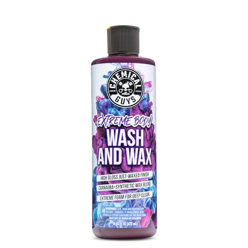 Chemical Guys Extreme Bodywash & Wax Foaming Car Wash Soap - Soap for Foam Cannons, Foam Guns, or Bucket Washes for Cars, Trucks, Motorcycles, RVs, and More, Grape Scent - 16 oz - size: 16 Ounce (Pack of 1)