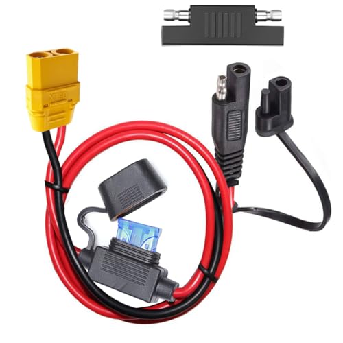 10AWG SAE to XT90 Connector Extension Cable,with 15A Protection Fuse for Safety,SAE Plug XT90 Female Adapter Charger Solar Panel Cable for Solar Generator Portable Power Station(2FT) - size: 10AWG SAE to XT90 - 2FT