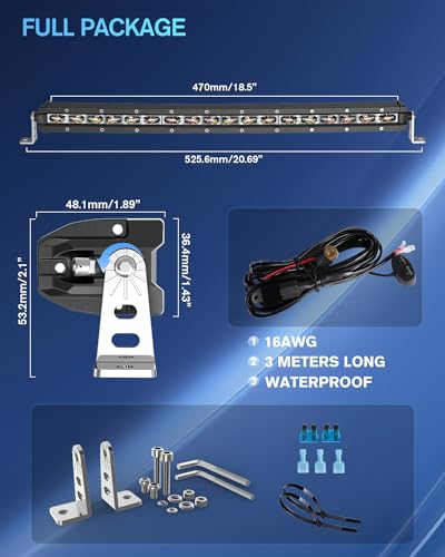 [Curved] [Red & Blue Strobe] 20 inch LED Light Bar Single Row White Flashing Light Police with Wiring Harness for Off-Road SUV UTV Car Truck - color: 20in [Curved][Red & Blue Strobe]
