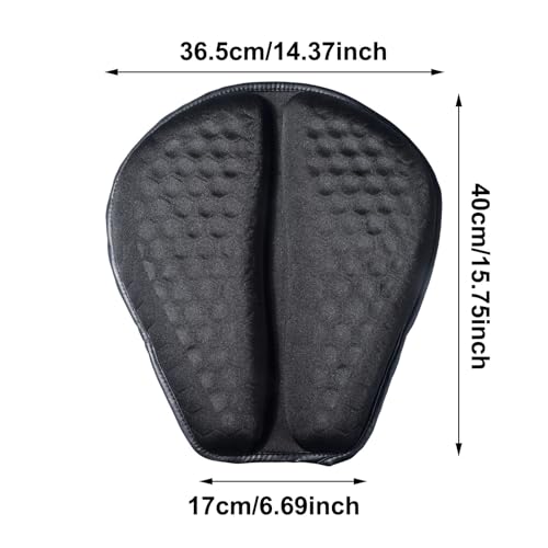 Foldable Gel Seat Cushion for Motorcycle, Universal Non-Slip Grip Ergonomic Motorcycle Seat Pad, Comfort & Butt Protection for Long Rides, Stay Cool & Comfortable (Black)