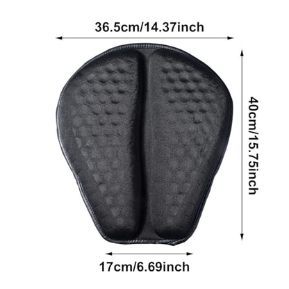 Foldable Gel Seat Cushion for Motorcycle, Universal Non-Slip Grip Ergonomic Motorcycle Seat Pad, Comfort & Butt Protection for Long Rides, Stay Cool & Comfortable (Black)