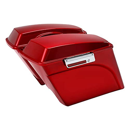 SLMOTO Saddle Bags, 5" Extended Hard Saddlebags Saddle Bag w/Lids Fit For 1993-2013 Touring Road King Road Glide Street Glide Electra Glide Ultra-Classic Red - color: Red Saddlebag