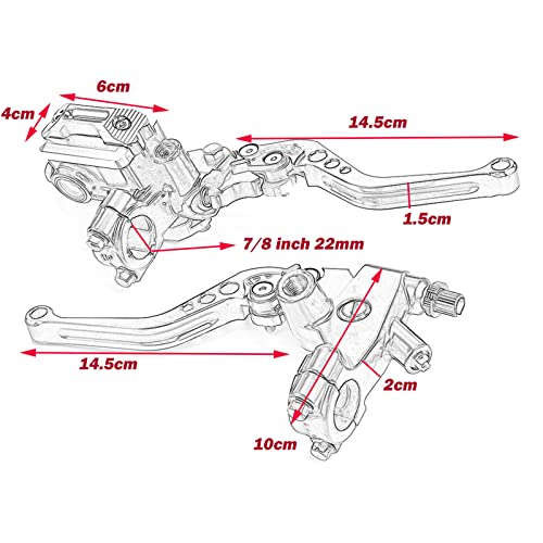 Universal 7/8" 22mm Motorcycle Brake Lever Handlebar Brake Master Cylinder Clutch Levers Set Compatible with Harley Honda Kawasaki Suzuki Yamaha Motorbike Brake Lever(Black) - color: Black
