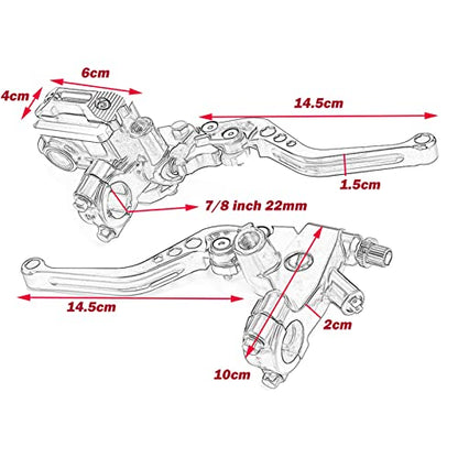 Universal 7/8" 22mm Motorcycle Brake Lever Handlebar Brake Master Cylinder Clutch Levers Set Compatible with Harley Honda Kawasaki Suzuki Yamaha Motorbike Brake Lever(Black) - color: Black