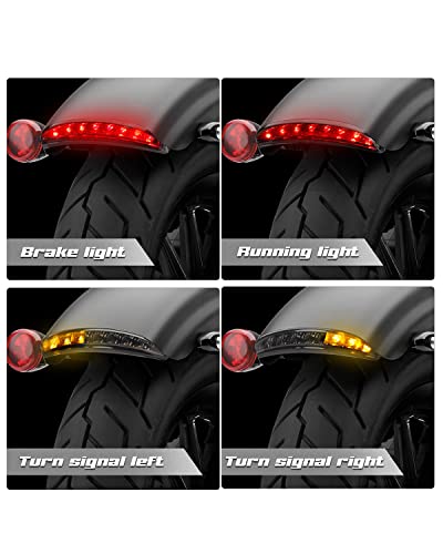 NTHREEAUTO Motorcycle Chopped Rear Fender Edge LED Brake Tail Light Integrated Turn Signals Compatible with Harley Sportster XL883N XL1200N XL1200V XL1200X - color: LED Bulbs