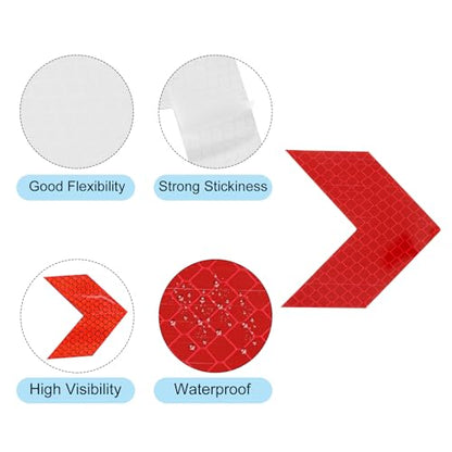 PATIKIL Reflective Stickers, 20 Pack 2.36 x 2.36 Inch Waterproof Adhesive High Visibility Night Caution Warning Arrow Shape Safety Tape Reflector for Trucks Trailers Cars, Red - color: Red