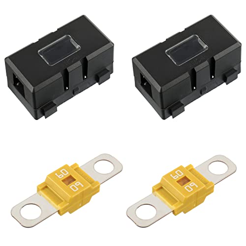 BOJACK 60 Amp AMI/Midi Fuse Holders and High Current Bolt-on Midi Fuses 60A for Cars Trucks Vehicles (Pack of 2 - style: 60 A