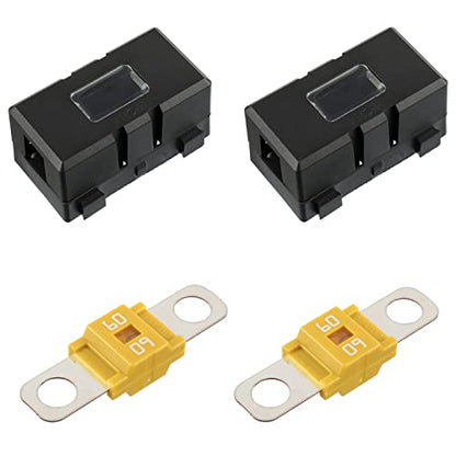 BOJACK 60 Amp AMI/Midi Fuse Holders and High Current Bolt-on Midi Fuses 60A for Cars Trucks Vehicles (Pack of 2 - style: 60 A