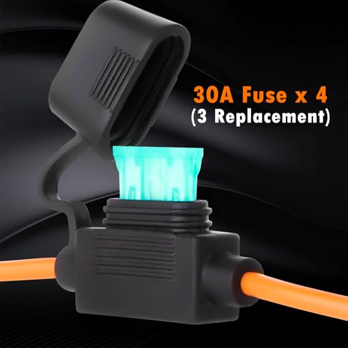 CUZEC SAE to Battery Clamp Cord, 12 AWG 30-Amp Weatherproof Cable with Fuse Holder, Alligator Clips for Motorcycle, ATV, RV (3.5ft/106cm) - size: 3.5 ft (106 cm)
