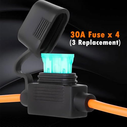 CUZEC SAE to Battery Clamp Cord, 12 AWG 30-Amp Weatherproof Cable with Fuse Holder, Alligator Clips for Motorcycle, ATV, RV (3.5ft/106cm) - size: 3.5 ft (106 cm)