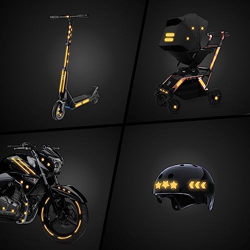 LOOM Reflective Stickers Mega Kit (101pcs Yellow)• Nighttime Safety Waterproof Self-Adhesive Decals for Helmets, Skateboard, Bike, Scooter, E-Bike, Motorcycle & Strollers • Bright Colors - color: Yellow