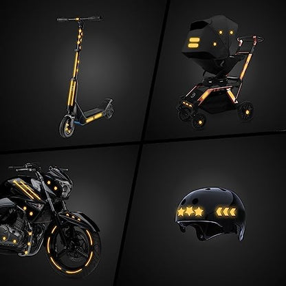 LOOM Reflective Stickers Mega Kit (101pcs Yellow)• Nighttime Safety Waterproof Self-Adhesive Decals for Helmets, Skateboard, Bike, Scooter, E-Bike, Motorcycle & Strollers • Bright Colors - color: Yellow