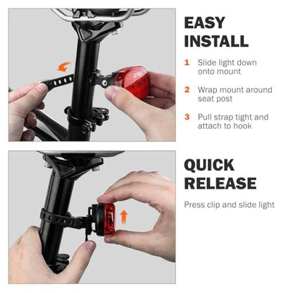 BV Bike Lights for Night Riding LED Bike Tail Light - Bicycle Light Battery-Powered/Rechargeable - Rear Bike Light Weather Resistant - Visible Up to 1500ft Bicycle Tail Light LED Bike Light - size: Strap Mount - Battery-Powered - Pair