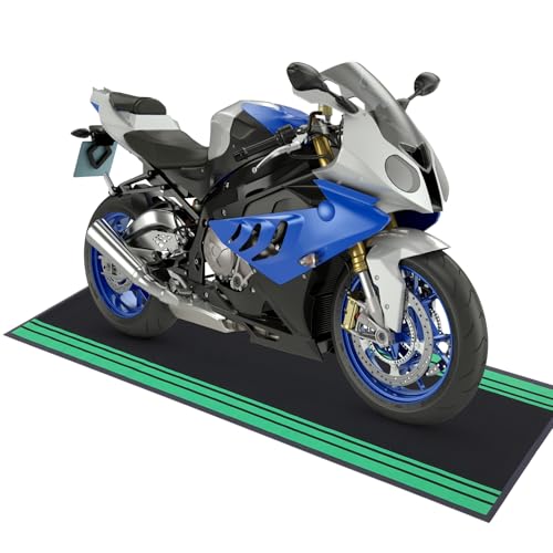 Drydiet 78 x 31 Inch Motorcycle Mat Garage Floor Rug Washable Parking Mats for Garage Floors Non Slip Oil Absorbent Pad Rubber Backing Layer Protects Floor from Spills Drips(Black Style) - color: Black,Green, size: 78 X 31 Inch, style: Black Style