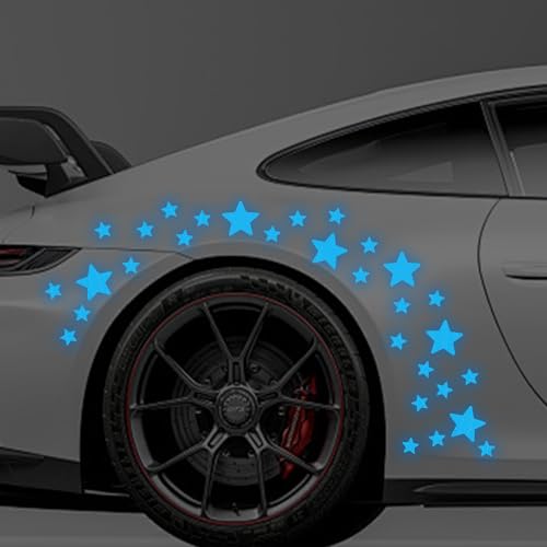 30pcs Star Vinyl Decal for Cars, High Intensity Reflective DIY Stickers for Window Bumper Mirror Laptop Decals Waterproof Night Safety Sign Car Stickers (Blue) - color: Blue