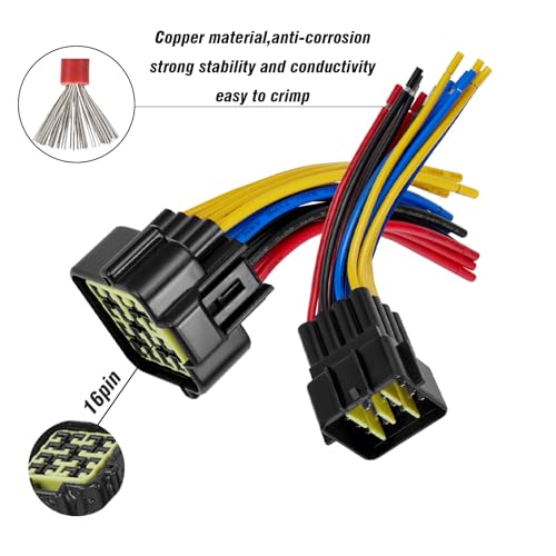 16 Pin Waterproof Connector,Waterproof Electrical Car Auto Wire Connector,16AWG Male Female Quick Disconnect Wire Connectors for Car Truck Motorcycle Marine Boat(1pairs) - size: 16pin way