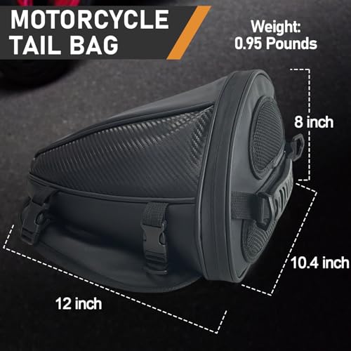 Motorcycle Tail Bag Multifunctional Rear Seat Storage Saddle Bag Motorbike Tank Bag with Shoulder Strap, Black