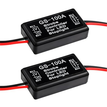 wuyaoyao 2PCS GS-100A Brake Light Flasher Strobe, 12V-16V LED Tail Stop Lights Flash Module, High Mount/3rd Brake Lights Flash Strobe Controller, Flasher Module for Motorcycles Cars Trucks (2 PCS) - size: 2 PCS