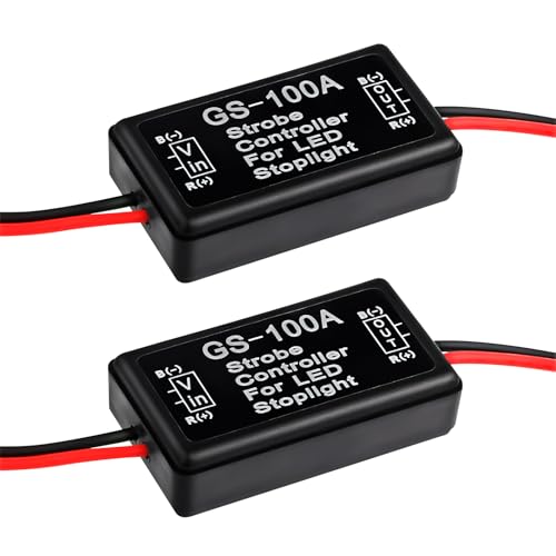 wuyaoyao 2PCS GS-100A Brake Light Flasher Strobe, 12V-16V LED Tail Stop Lights Flash Module, High Mount/3rd Brake Lights Flash Strobe Controller, Flasher Module for Motorcycles Cars Trucks (2 PCS) - size: 2 PCS