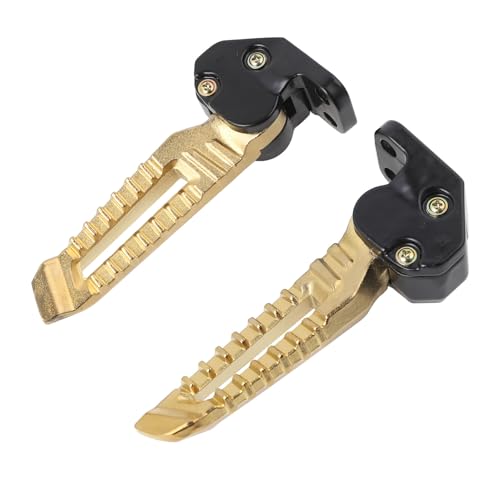 Mokuo Motorcycle Floding Footpegs in Aluminum Alloy Material Compatible with Yamaha Zuma Bws 125cc 2021+,Chinese Scooter Tank 150cc,1 Pair Footrest,Gold Color - color: Gold