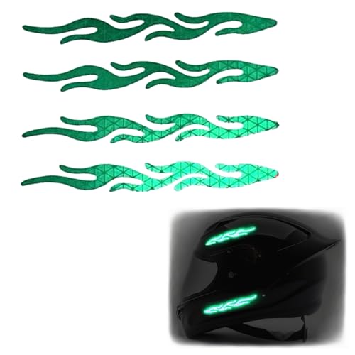 customTAYLOR33 High-Intensity Grade Premium Reflective Tribal Flame Helmet Decals, Motorcycle Safety Sticker Decals (Green) - color: Green