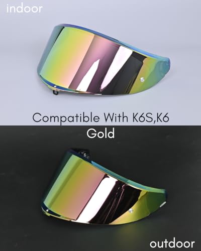 Compatible With K6S Visor K6 Face Shield Replacement Tinted Visor Helmet Accessories (Gold) - color: Gold