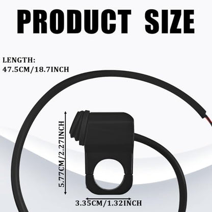 Motorcycle Handlebar Switch 12V, Waterproof Motorcycle Light Toggle Switch, Aluminum Alloy On/Off Switches ATV Accessories for ATV UTV Dirt Bike Scooter E-Bike, Fits 7/8" (22mm) Handlebars