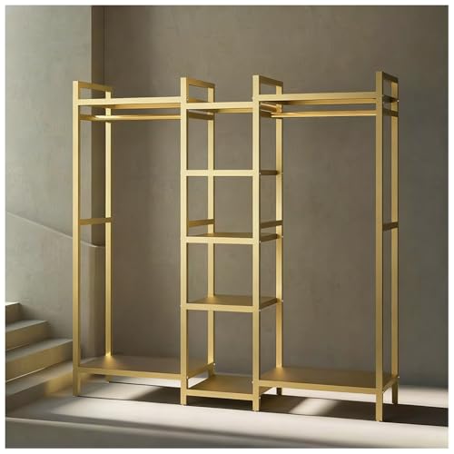 Motorcycle Helmet Holder Floor Mounted Stand, Helmet Rack for Most of Helmet, Riding Gear Display Rack, Storage Rack for Accessories, Jacket, Gloves and Boots(Gold,170x40x170cm) - color: Gold, size: 170x40x170cm