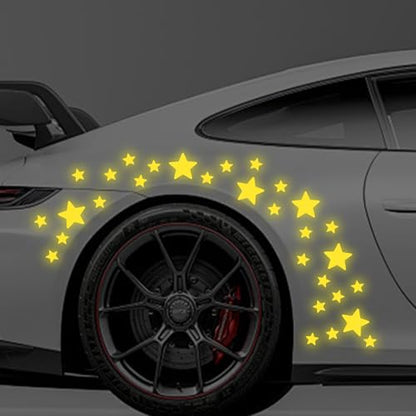 30pcs Star Vinyl Decal for Cars, High Intensity Reflective DIY Stickers for Window Bumper Mirror Laptop Decals Waterproof Night Safety Sign Car Stickers (Yellow) - color: Yellow