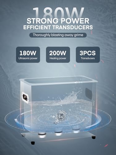 Ultrasonic Cleaner with Heater and Timer, Stainless Steel Ultrasonic Washing Machine, Professional Sonic Cleaning for Parts, Bike Chain, Metal Engine Parts, Gun (6.5L) - size: 6.5L
