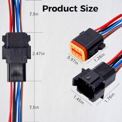 8 Pin Waterproof Connector,8 Wire Electrical Car Auto Connector,With 20CM 16AWG Long Male Female Plug Quick Disconnect Wire Connectors for Car Truck Motorcycle Marine Boat(1 Pairs Black) - size: DT 8P