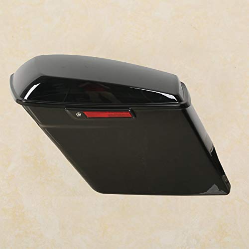 XMT-MOTO 5 inch Extended Stretched Hard Saddlebags w/Latch Keys Fit for Harley Touring Models FLT FLHT FLHTCU FLHRC Road King Road Glide Street Glide Electra Glide Ultra-Classic 2014-LATER - color: Gloss Black/black Latches, size: Stretched