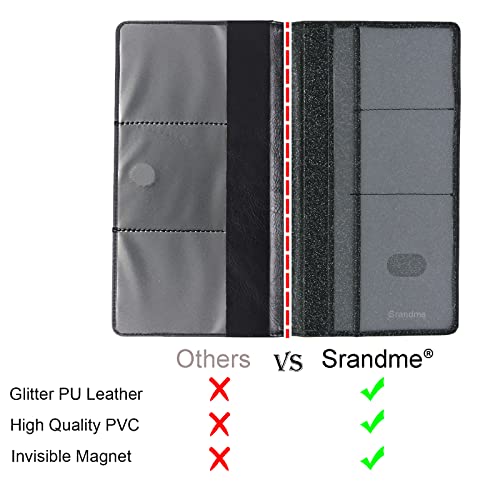 Car Registration and Insurance Holder, 2 Pack Glitter Leather Vehicle Glove Box Organizer with Magnetic Shut for Document, Cards, Driver License, Black and Silver Bundle