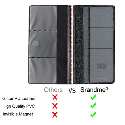 Car Registration and Insurance Holder, 2 Pack Glitter Leather Vehicle Glove Box Organizer with Magnetic Shut for Document, Cards, Driver License, Black and Silver Bundle
