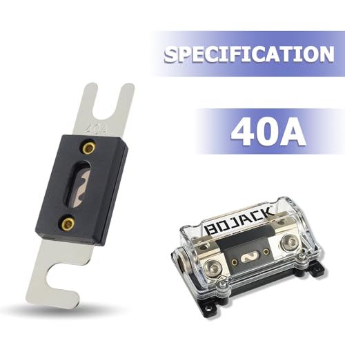 BOJACK 0/2/4 Gauge AWG in-Line ANL Fuse Holder with 40 Amp Fuse No Wire Terminals Needed Inline Fuse Holder with Insulating Cover, Automotive 4, 2, 0 Gauge Fuse Block - size: 40A