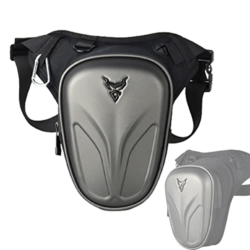 Motorcycle Leg Bag Waterproof Riding Waist Bag Messenger Bag Outdoor Casual Equipment PU+EVA Composite Shell Bag - color: Gray