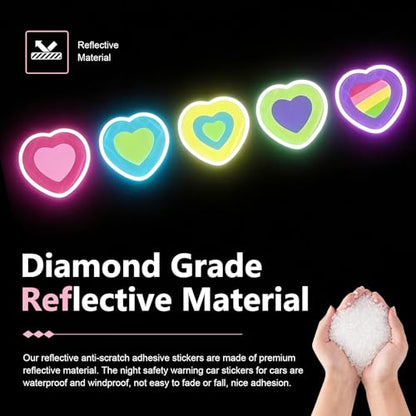 5 PCS Car Reflective Stickers, Cute Heart Shaped High Intensity Reflective Safety Decal, Waterproof & Scratch-Covering Decor Sticker, Universal for Most Cars, Motorcycles, Helmets & Bikes - size: Heart Shaped