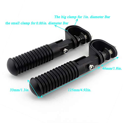 Motorcycle Footpegs Highway Pegs Adjustable Rubber Footrest 7/8" OR 1" Engine Guard Clamp Kit For Touring Road King Softail Dyna Universal (Black) - color: Mate Black # 2