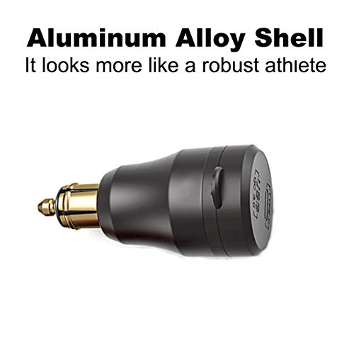 iMESTOU Aluminum DIN Plug 30W 5A Power Delivery Motorcycle Dual USB Charger QC 3.0 Quick Charge Power Adapter Waterproof Fits for 12V-24V BMW Ducati Triumph DIN Socket - color: Black