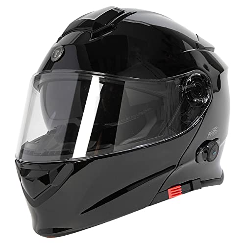 TORC T28B Blinc Wireless Integrated Modular Full Face Motorcycle Helmet - color: Gloss Black, size: XX-Large