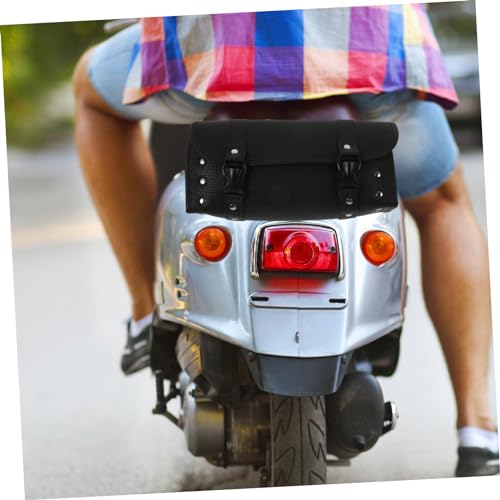 Abaodam PU Leather Motorcycle Fork Bag Saddlebag Organizer Weather-resistant Tool Storage for Motorcycles and Electric Bikes Practical Black Side Roll Bag