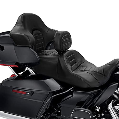 SLMOTO Hammock Driver Passenger Seat with Rider Backrest and King Tour Trunk Backrest Pad fit for Harley Touring Road King Street Electra Glide 2014-2023 - color: B# Red