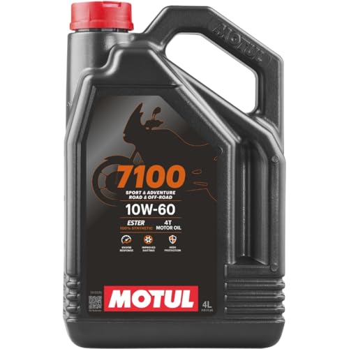 Motul 7100 4T 10W-60 100% Synthetic Ester Motorcycle Oil - JASO MA2 API SP Wet Clutch Compatible for Indian Moto Guzzi MV Agusta High-Performance Engines - 4 L - color: 10W-60, size: 4L