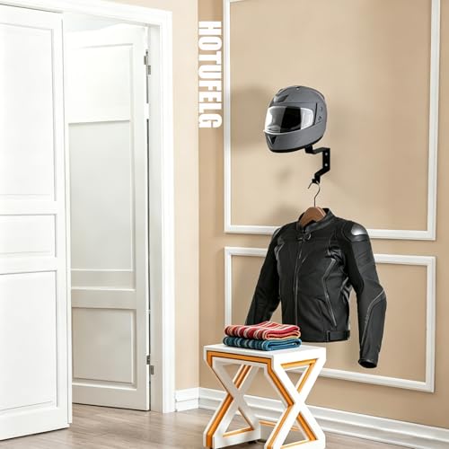 Solid Wooden Helmet Holder Wall Mount-Heavy Duty Motorcycle Helmet Rack with Wood Shelf and Intensify Hook, Display & Space Organizer for Bike, Football Helmets Hat Cap (Install Hardware Included)