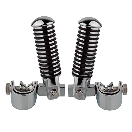 1" (25.4mm) -1.25" (32mm) Motorcycle Highway Engine Crash Bar Guard Foot Pegs Clamp Footrest Mount Rest Rubber For Harley Chopper Bobber Custom (Silver) - color: Silver