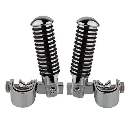 1" (25.4mm) -1.25" (32mm) Motorcycle Highway Engine Crash Bar Guard Foot Pegs Clamp Footrest Mount Rest Rubber For Harley Chopper Bobber Custom (Silver) - color: Silver