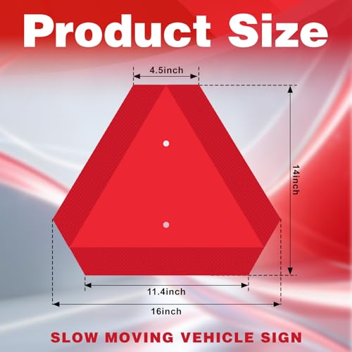 14 x 16 Inch Slow Moving Vehicle Signs, Aluminum Slow Moving Vehicle Triangle Signs, Suitable for Vehicles, Golf carts, Tractors, And Other Outdoor Accessories